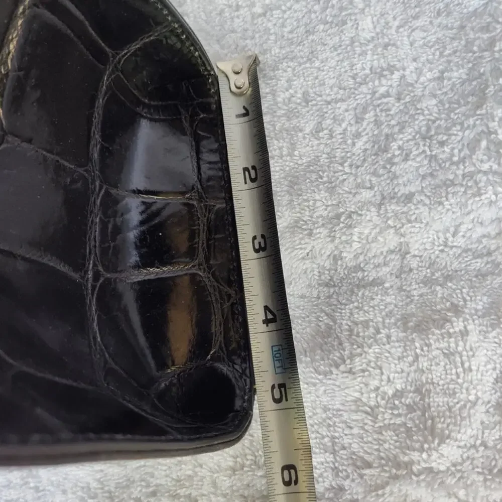 Dooney & Bourke Janine Black Crocodile Embossed Leather Satchel Handbag Purse